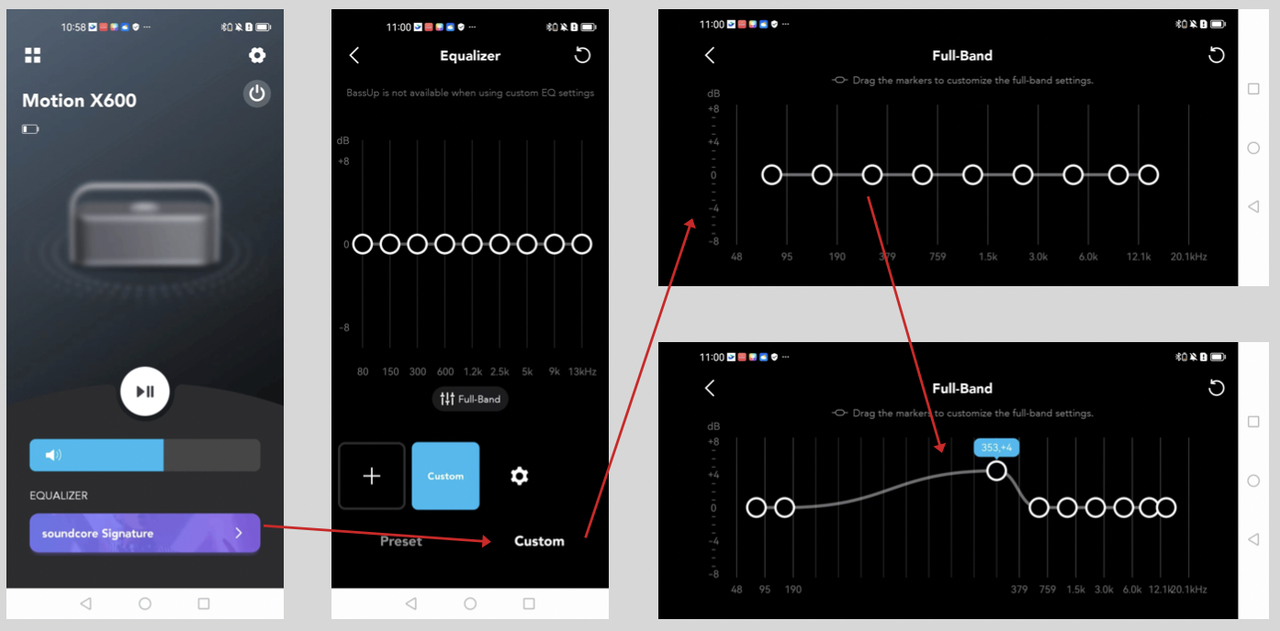 How Do I Customize the EQ for My Motion X600 Speaker?